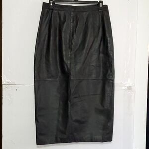 A Berman's Vintage Leather Pencil Skirt Retro Sexy Bodycon Slit Back Sir…